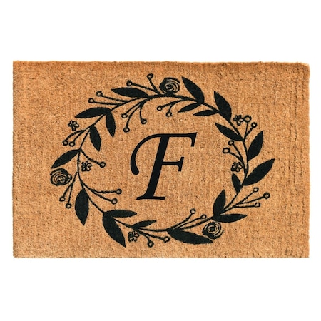 Configuracion 24 x 36 x 1.5 in. Black Rose Rectangular Doormat Natural - Letter F CO2830953